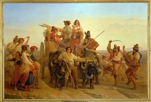 Høstmændenes ankomst til Pontins-sumpene ... af Louis Leopold Robert