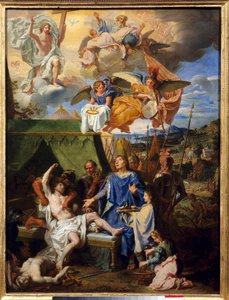 Thaumaturgy: "" Kong Louis IX (1214-1270) (Saint Louis) i krig mod ecrouelles"" Maleri af Louis Licherie De Beury (1629-1687) Søn. 0,79 x 0,58 m Rouen, Fine Arts Museum af Louis Licherie de Beurie