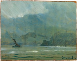 Lyseblåt landskab af Louis M. Eilshemius