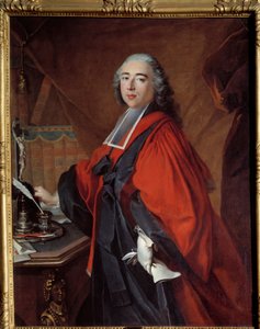 Portræt af en dommer. På hans skrivebord er der et krucifiks og en skrivenødvendighed. Maleri af Louis Tocque (1696-1772) af Louis Tocqué