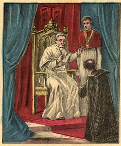 Louis-Gaston de Segur (Louis Gaston de Segur) (1844-1879) Fransk biskop i Vatikanet foran Pave Pius IX (Pius IX) - - Indgravering fra “” Religiøs lære ved øjnene. Wonderful Album” af Louis Maitrejean og Georget Ramond - Frankrig 1910