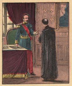 Napoleon III og Louis-Gaston de Segur (Louis Gaston de Segur) (1820-1881) Fransk biskop i Elysee - - Indgravering fra "" Religiøs lære ved øjnene. Wonderful Album” af Louis Maitrejean og Georget Ramond - Frankrig 1910