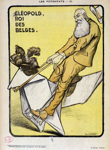 Portrætladning af Leopold, belgiernes konge på en papirhest - af Louis Malteste, i "La Vie en Rose"" af 09/03/1902. af Louis Malteste