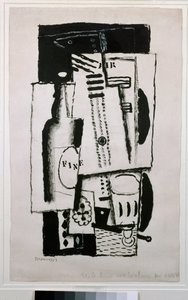 Stilleben, studie til et maleri på glas (maleri, 20. århundrede) af Louis Marcoussis