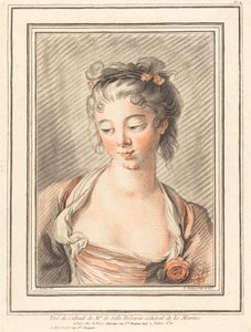 Buste af en ung kvinde, der kigger ned, 1773 eller senere. af Louis Marin Bonnet
