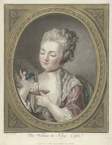 Buste af en ung kvinde, der drikker kaffe The Woman ta King Coffee (titel på objekt)