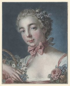 Portræt af Marie Amélie Baudouin som Flora florahoved af Louis Marin Bonnet