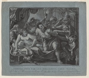 Samson taget af filistrene i Delilas hus af Louis Marin Bonnet
