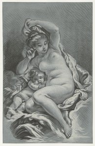 Venus i Cupido Venus og Amor på en delfin af Louis Marin Bonnet