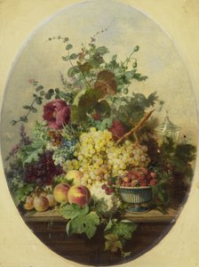 Stilleben med frugter og blomster af Louis Martinet