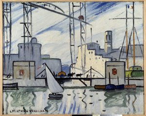 Marseille, færgebroen Maleri af Louis Mathieu Verdilhan (1875-1928) ca. 1918-1920 Musee Cantini, Marseille