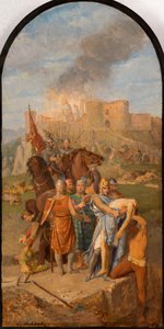 Skitse til Saint-Sulpice kirken: Saint Louis begraver pesten..., mellem 1864 og 1870. af Louis Matout