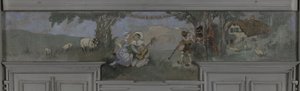 Pierrot et Colombine - Model til Jean Coquelins spisestue, Villa Longchamp, Neuilly, ca. 1900 (olie)