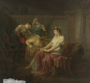 Den dødeligt sårede Mark Anthony med Cleopatra