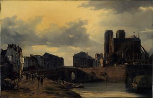 Chevet af Notre-Dame og Hôtel-Dieu-broen af Louis Nicolas Matout