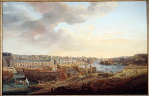 Skibsværft: "" Havnen i Brest"" Maleri af Louis Nicolas van Blarenberghe (1716-1794) 1774 Søn. 1,25x1,93 m Brest, Musee des Beaux Arts