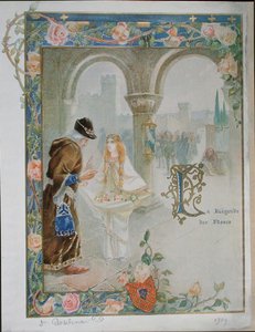 Den hellige Rosalina af Villeneuve (1267-1329) ca. 1900 (farvelitografi) af Louis Ollier