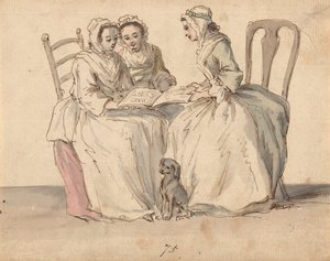 Tre siddende damer af Louis Philippe Boitard