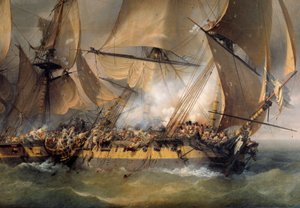 Kamp mellem den franske fregat La Bayonnaise"" og den engelske fregat "" L