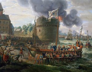 Ludvig XVI besøger Cherbourg havn, 23. juni af Louis Philippe Crepin