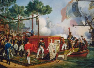 Napoleon Bonaparte og Marie Louise lander i Antwerpen af Louis Philippe Crepin