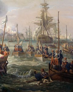 Kongelig flåde efter Ludvig XVI i Cherbourg den 23. juni af Louis Philippe Crepin