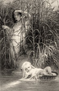 Moses opdagede på Nilen af Louis Pierre Henriquel Dupont