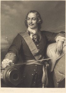 Peter den Store af Rusland af Louis Pierre Henriquel after Paul Delaroche