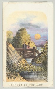 Sunset on the Lake, fra serien, Views in Central Park, New York, del 2, 1864. af Louis Prang