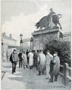 Strejkere på slagteriet Villette af Louis Remy Sabattier
