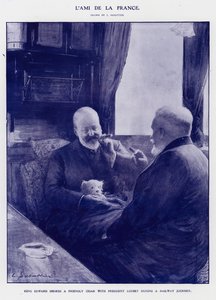 Kong Edward VII på togrejse med Frankrigs præsident Emile Loubet (litho) af Louis Remy Sabattier