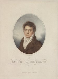 Lugwig van Beethoven (1770-1827) graveret af Blasius Hofel (1792-1863) 1814 (mezzotint) af Louis Rene Letronne