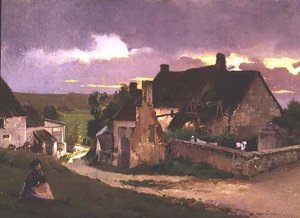 En figur ved et sommerhus