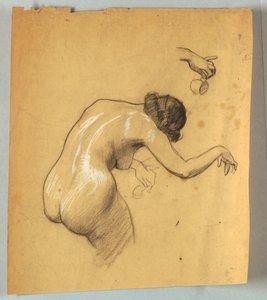 Undersøgelse af Bending Nude Figur Hold Cup