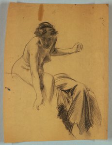 Studie af siddende nøgen figur