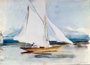 Sejlbåd i indsejlingen til havnen i Morges af Louis Soutter