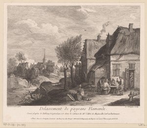 Flamsk landsbyscene med bønder, der spiller et kortspil Delassement de paysans Flamands (titel på objekt)