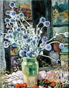 Buket blomster ved vinduet af Louis Valtat
