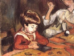 Lille dreng laver sit hjemmearbejde af Louis Valtat