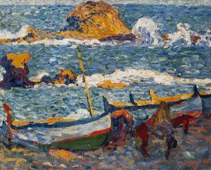 Strejken ved Llanca, Spanien; La Greve de Llanca, Spanien, ca. 1896 (olie på lærred) af Louis Valtat
