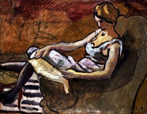 Tænkeren, ca. 1916 (olie på panel) af Louis Valtat