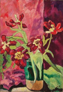 Vase, røde tulipaner; Vase, røde tulipaner af Louis Valtat
