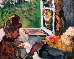 Kvinde sidder ved vinduet, detalje, ca. 1903 (olie på karton)