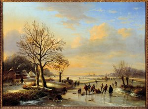 Skatere. Maleri af Louis Verwee (1807-1877) af Louis Verwee
