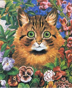 Kattestudie (farve litho)