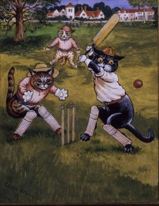 Katte, der spiller cricket af Louis Wain