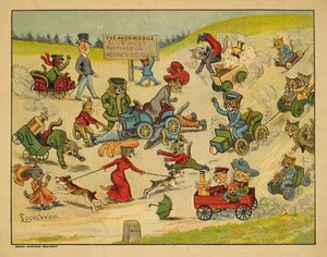 Katte i forskellige biler. af Louis Wain