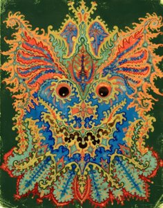Kalejdoskopkatte: kattemønster på grønt af Louis Wain