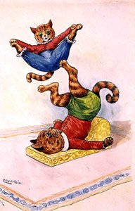 Akrobaterne, ca. 1905 af Louis Wain