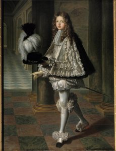 Portræt en pied af Louis Alexandre de Bourbon, greve af Toulouse i novicedragt af Helligånden (Helligåndens orden) (1678-1737), legitim søn af Louis XIV og Francoise Athenais (Francoise-Athenais) af Rochechouart Mortemart, Marquise af Mont